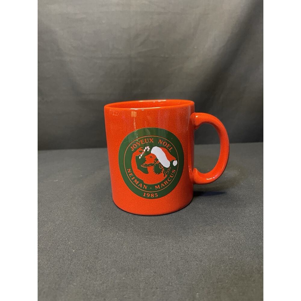 Neiman Marcus Christmas Coffee Cup Red 1985 Joyeux Noel Germany Waechtersbach